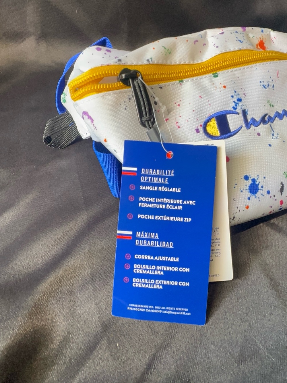 NWT Champion Paint Splatter Waist Bag Fanny Pack White Multicolor Belt Bag - Picture 5 of 6